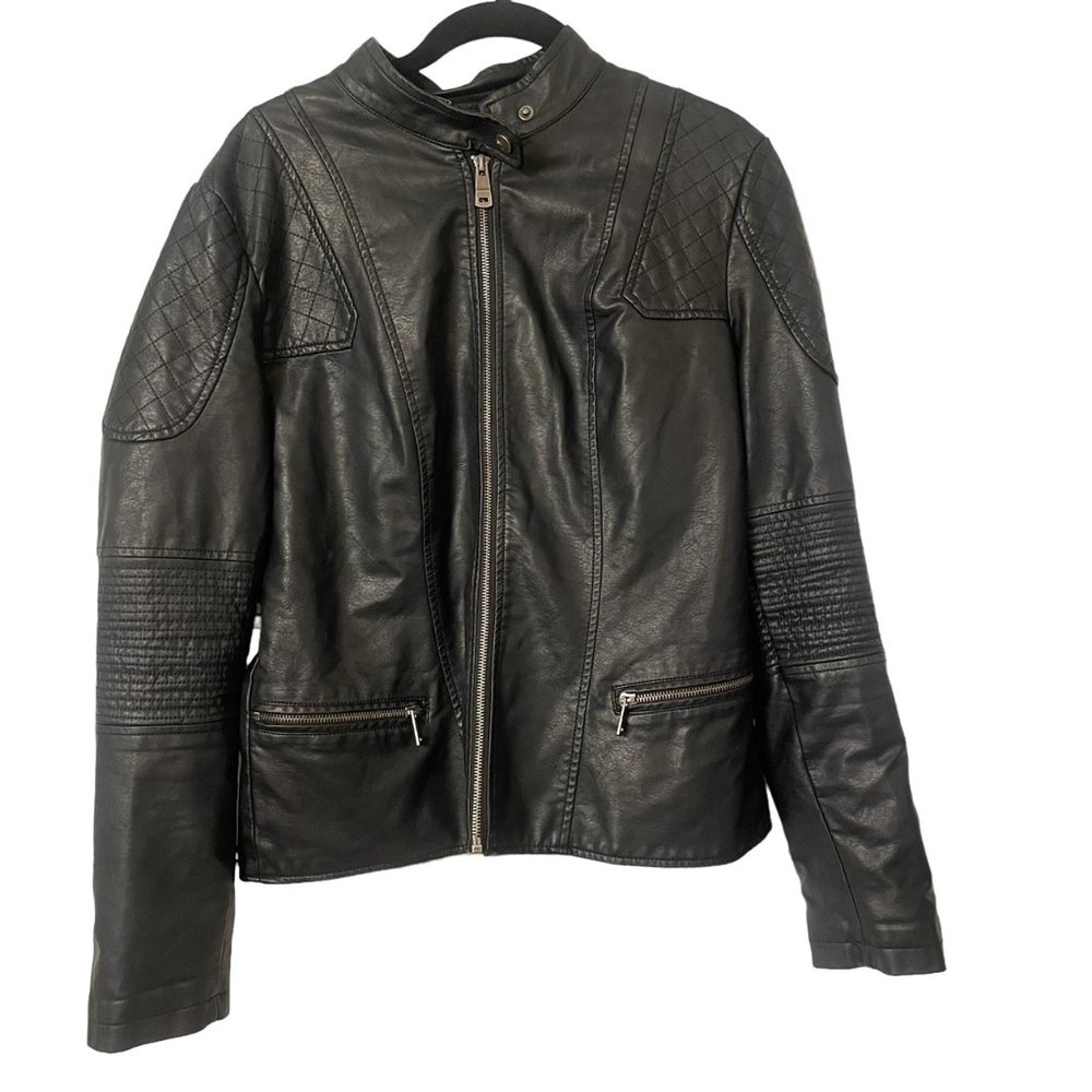 LA Coalition Faux Leather Moto Jacket Womens Size Large